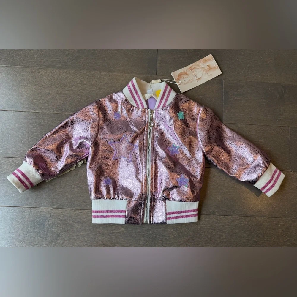Girls Metallic Pink Bomber Jacket - [Brand]